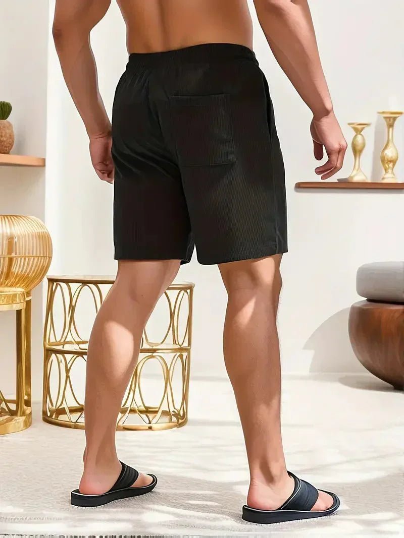 Go-to men's casual drawstring shorts, relaxed fit, ensures comfort for all your summer adventures.