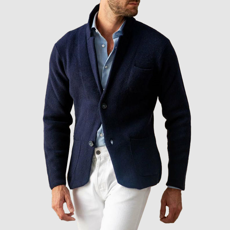 Stylish men's knit blazer jacket in a smart-casual fit. Perfect for versatile everyday fashion.