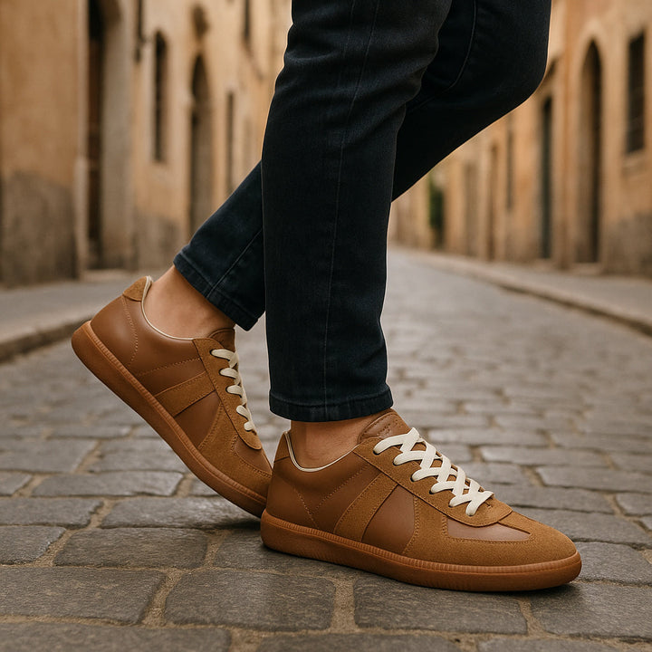 Gray men's casual low top sneakers with non-slip sole, perfect for everyday comfort.