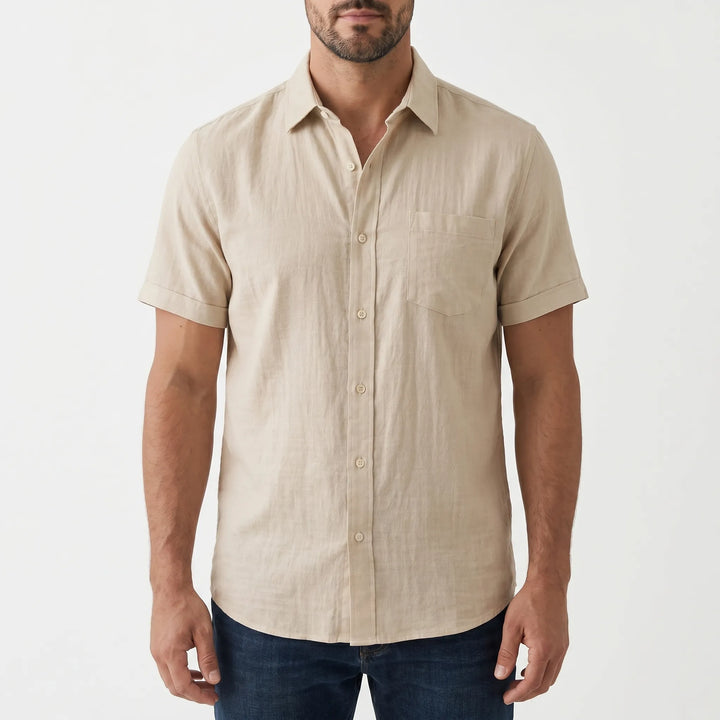 Men's short sleeve button-down casual shirt with a relaxed fit. Great for summer style and warm weather outfits.