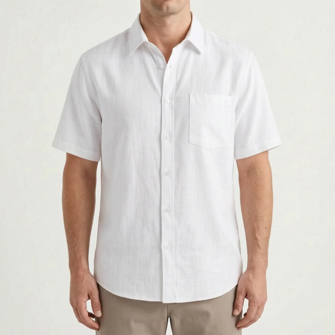 Men's versatile short-sleeve button-up shirt. Ideal for everyday wear, warm weather, and relaxed summer style.