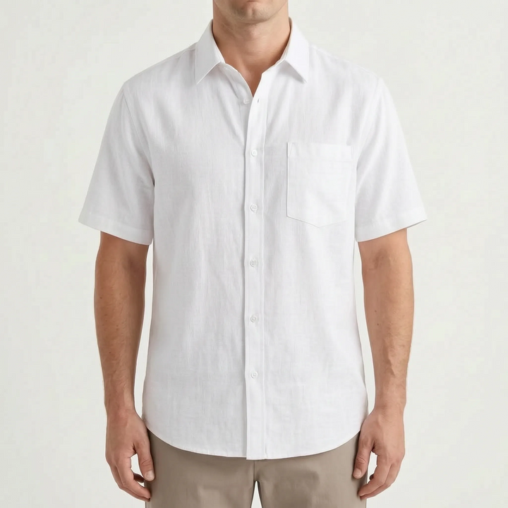 Men's versatile short-sleeve button-up shirt. Ideal for everyday wear, warm weather, and relaxed summer style.