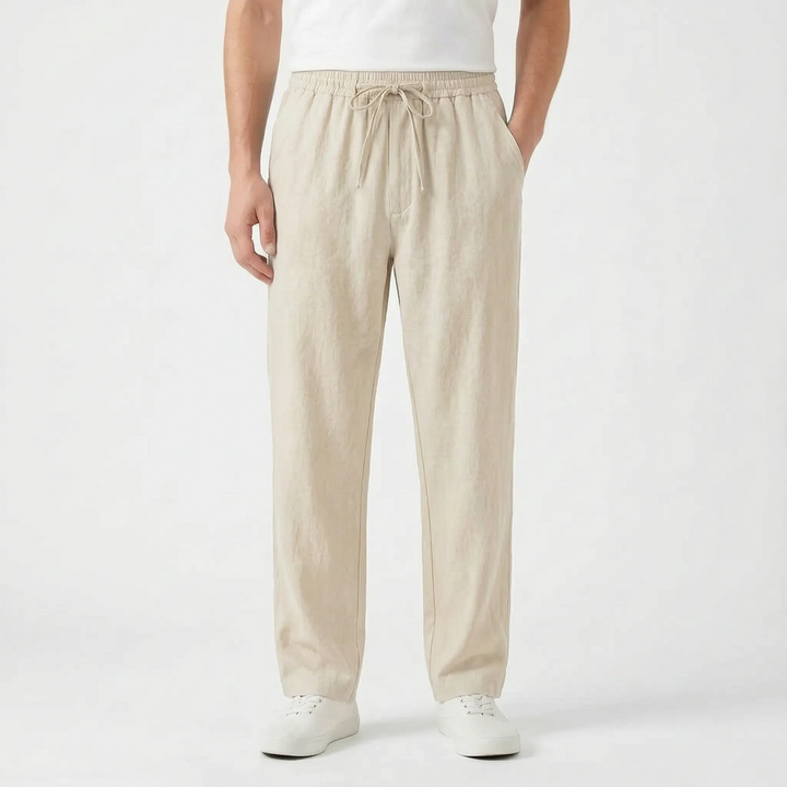 Elastic waist men's casual pants, straight leg design for ultimate everyday comfort and easy pull-on.