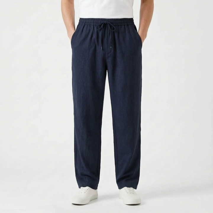 Soft men's casual straight leg pants, pull-on style with elastic waist for ultimate everyday comfort.