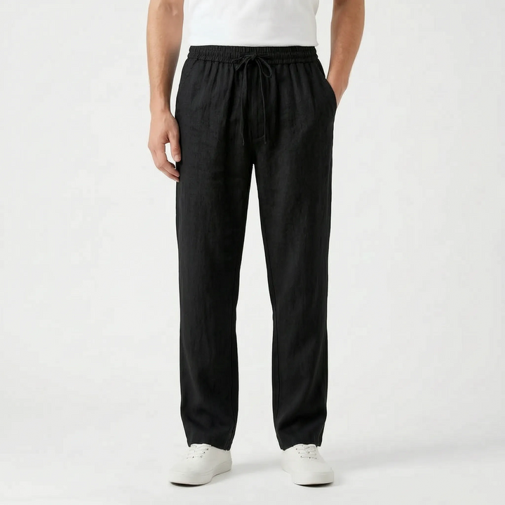 Lightweight men's straight leg pants, ideal for summer style, comfortable everyday wear & travel.