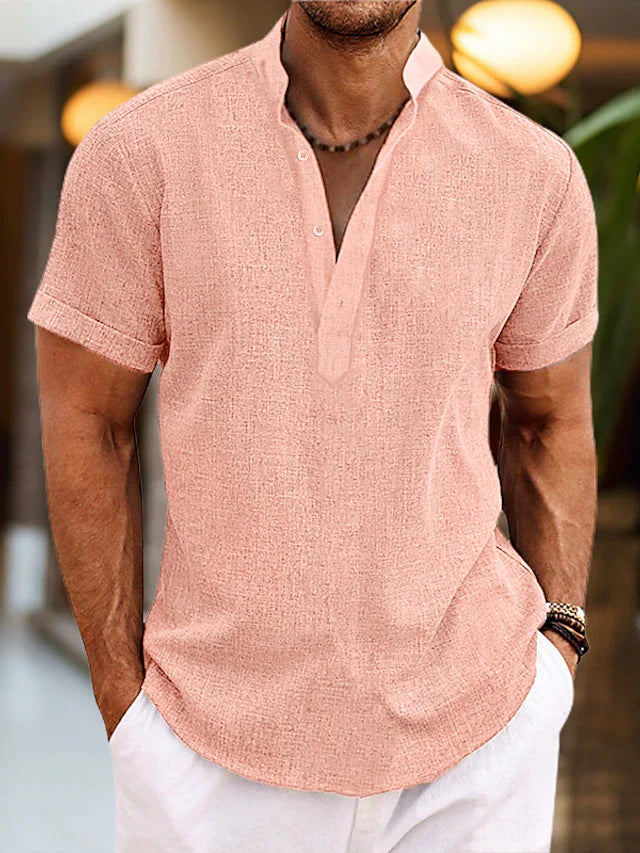 Men's casual V-neck polo shirt, regular fit, short sleeve, perfect for everyday fashion & comfort.