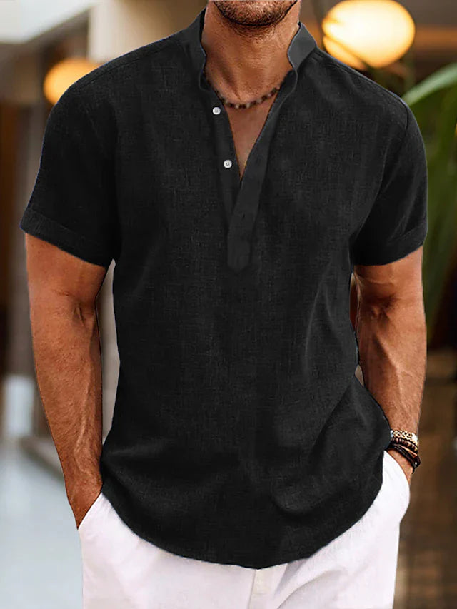 Versatile men's summer V-neck polo shirt, regular fit, short sleeve, essential for everyday casual wear.