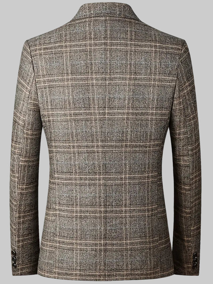 Stylish men's heritage checked blazer jacket, great for formal events or professional business wear.