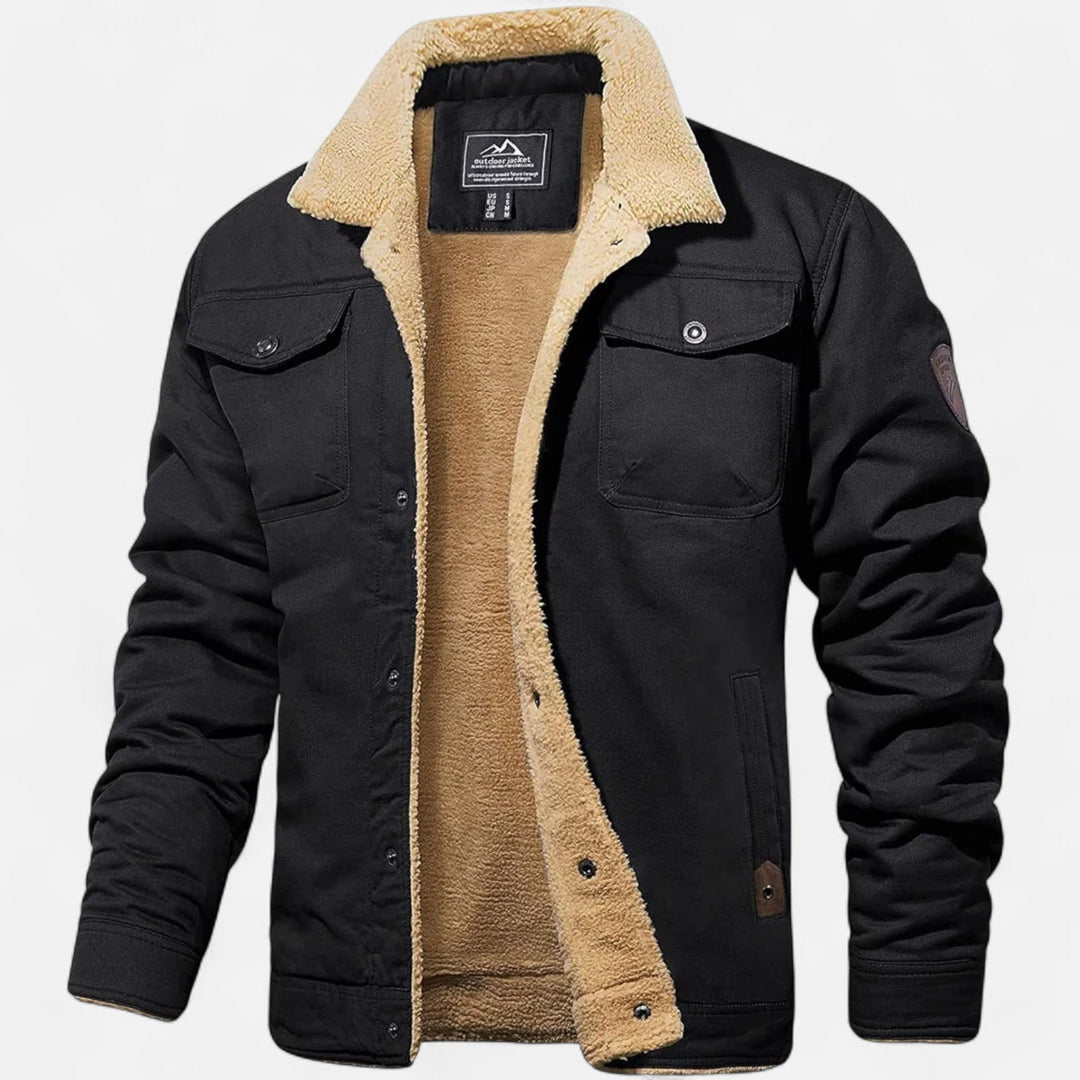 Men's classic aviator bomber jacket with soft sherpa collar, perfect for stylish winter wear.