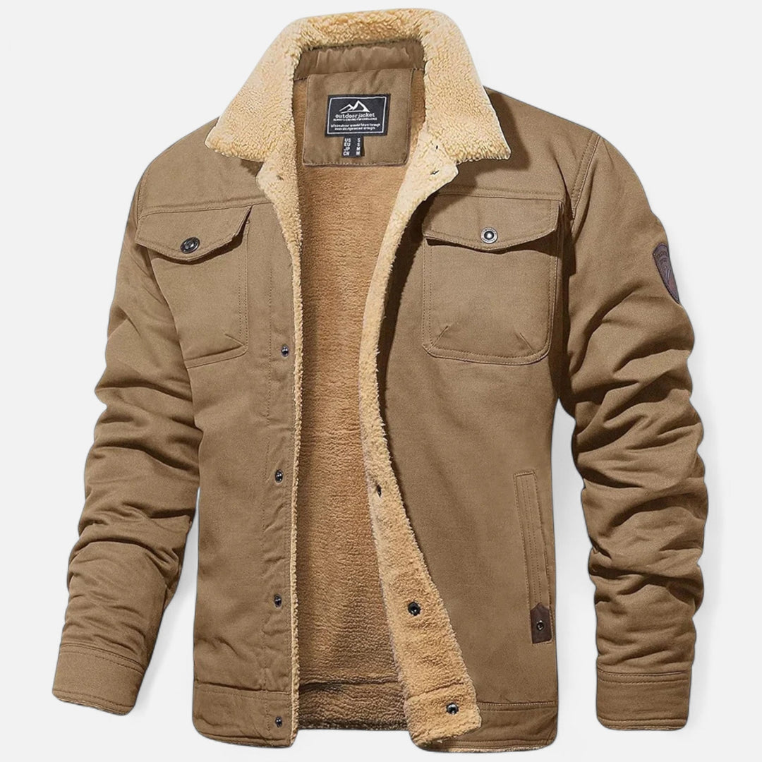 Cozy men's winter jacket with a distinctive sherpa collar, a classic bomber for everyday style.