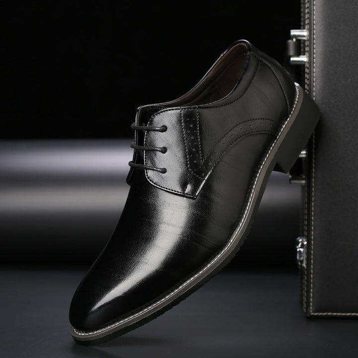 Men's classic black Derby dress shoes for formal occasions. Elegant men's footwear, ideal for business & events.