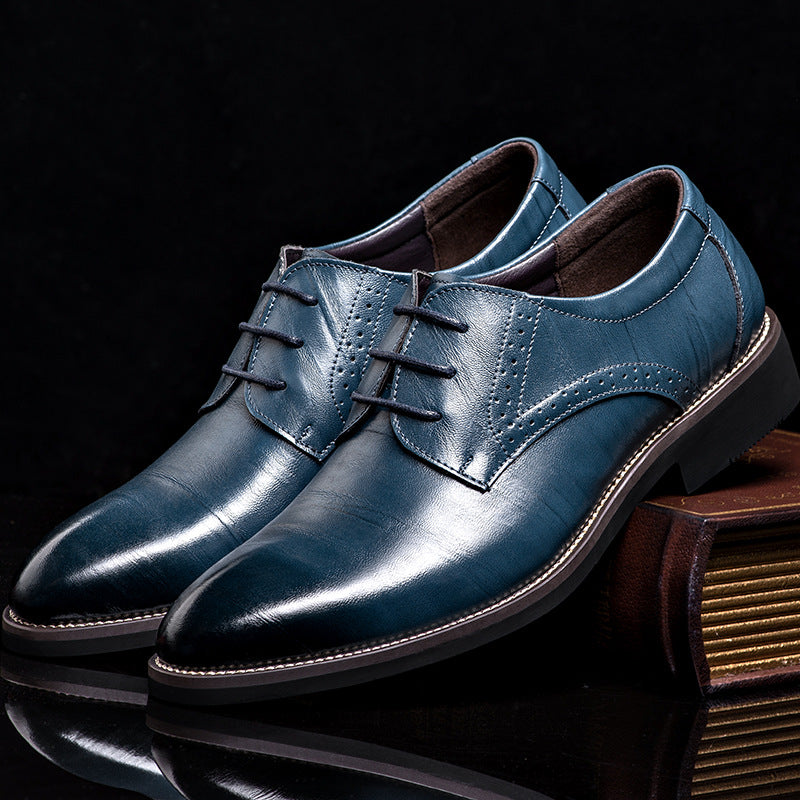 Men's Classic Black Oxford Dress Shoes, polished leather lace-up design for formal business attire & professional look.