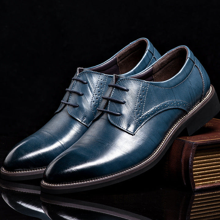 Men's Classic Black Oxford Dress Shoes, polished leather lace-up design for formal business attire & professional look.