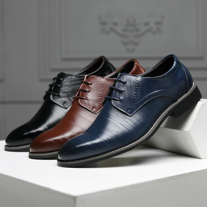Premium Polished Leather Men's Oxford Dress Shoes, classic lace-up design for lasting comfort & elegant formal style.