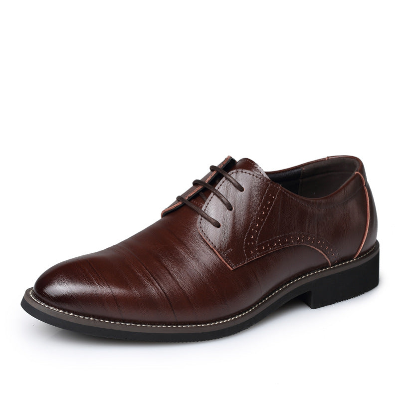 Men's Elegant Brown Oxford Wedding Shoes, polished for a classic look, ensuring comfort & style on your special day.