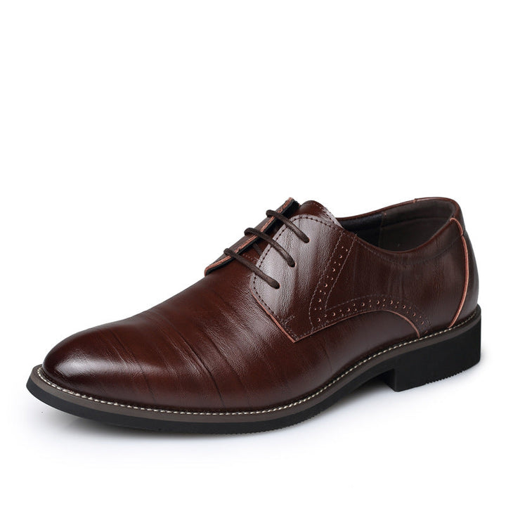 Men's Elegant Brown Oxford Wedding Shoes, polished for a classic look, ensuring comfort & style on your special day.