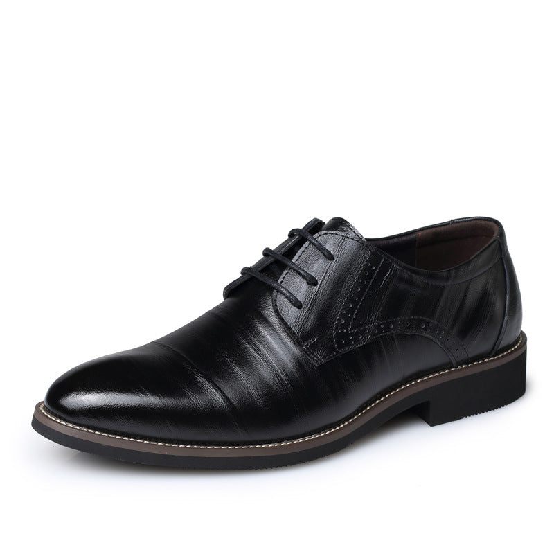Timeless Men's Classic Oxford Dress Shoes, polished brown leather, perfect for formal business & elegant events.