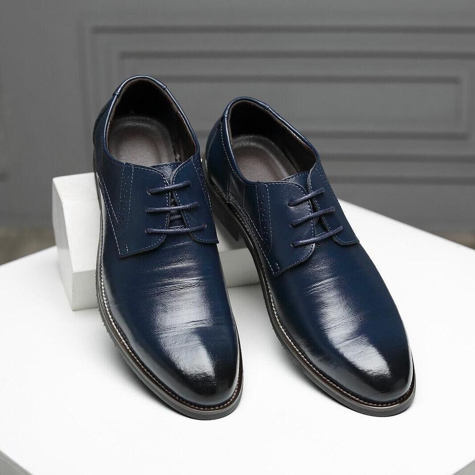Men's Classic Formal Black Oxford Shoes, polished, suitable for office, business meetings, professional events & attire.