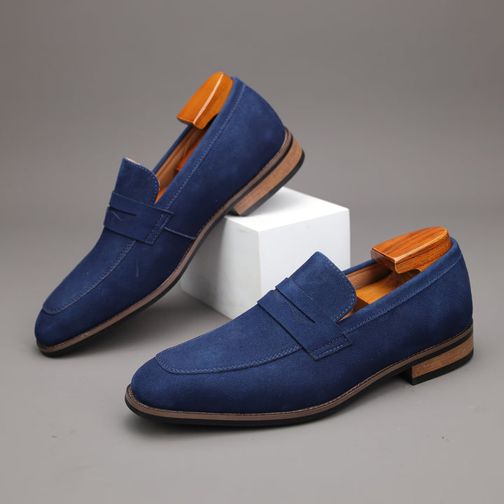 Comfortable men's brown leather slip-on loafers, ideal for everyday wear & smart casual outfits.