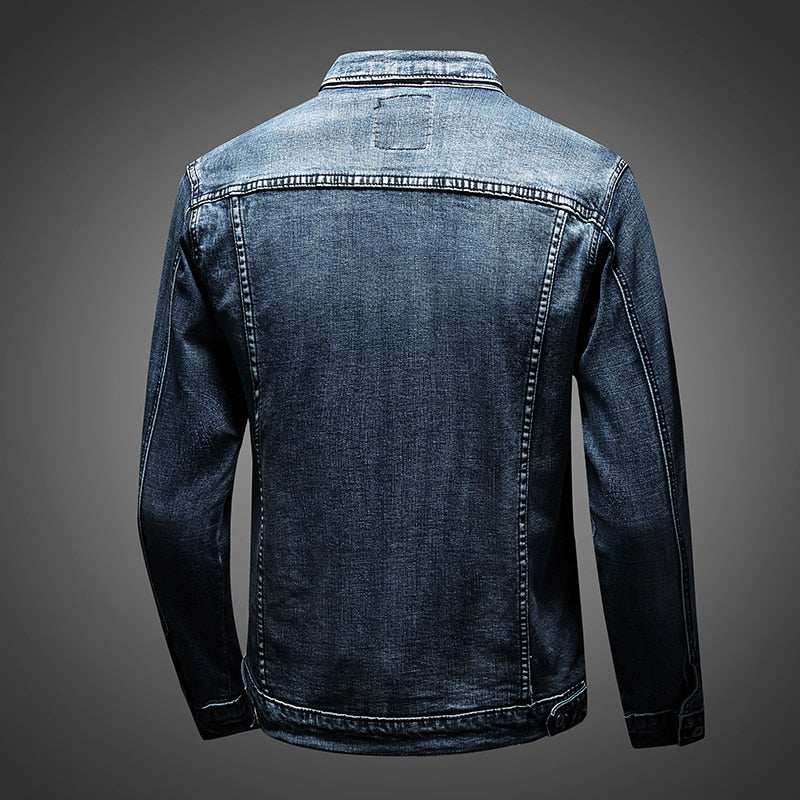 Comfortable men's denim jacket in a classic blue wash. Ideal versatile outerwear for casual or smart-casual styles.