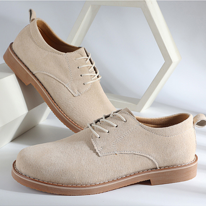 Comfortable men's sand oxfords. Versatile dress shoes, perfect for business casual or formal men's fashion.