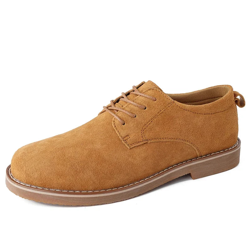 Stylish men's sand comfort oxfords. Classic dress shoes designed for durable, everyday formal footwear.