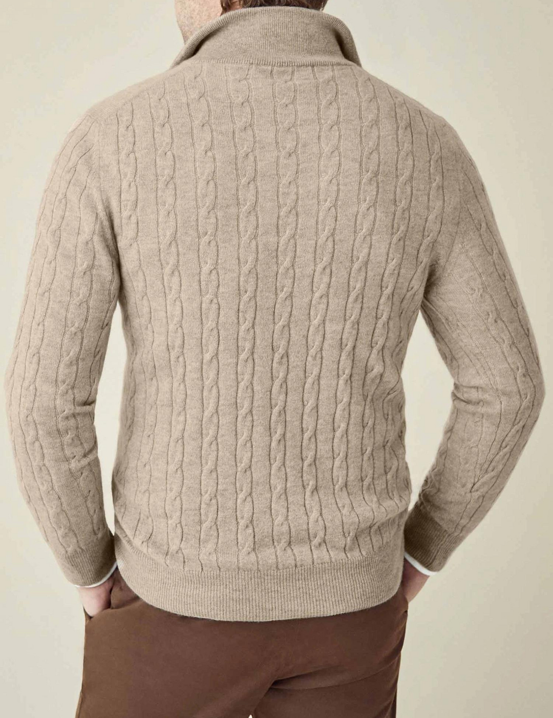 Stylish men's quarter-zip knitwear, perfect for adding warmth and class to any look.