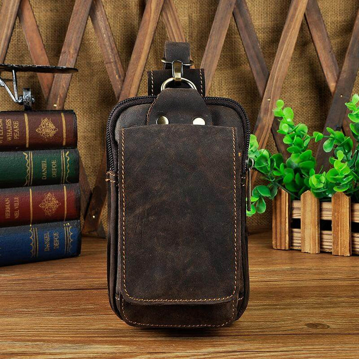 Classic men's dark brown fanny pack, perfect travel pouch & essentials organizer for modern men.