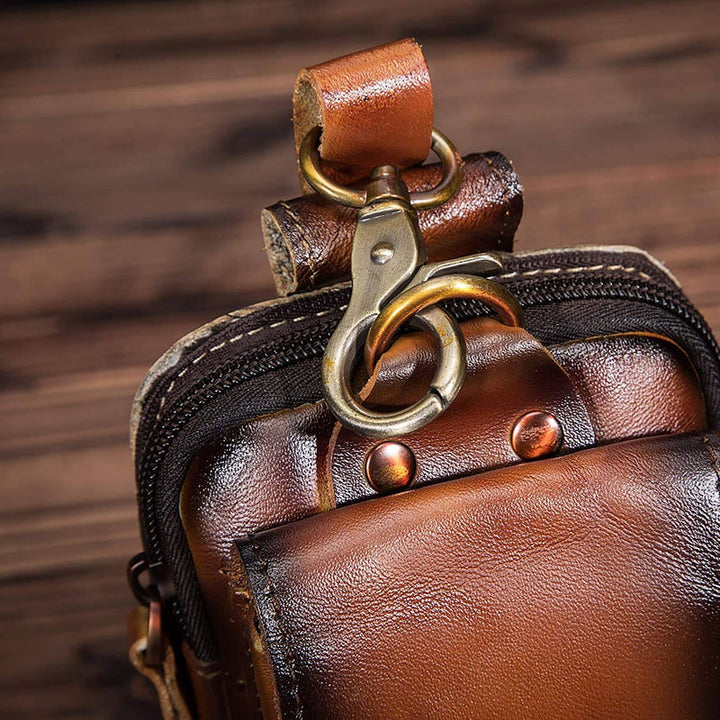 Comfortable dark brown men's crossbody or waist bag, perfect for secure everyday essentials.
