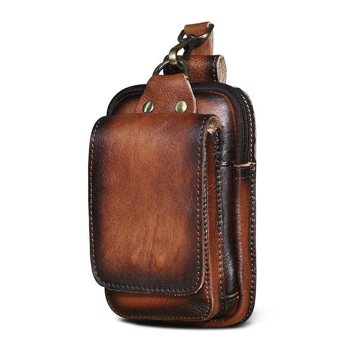 Classic dark brown men's waist bag for everyday use, practical and stylish fanny pack organizer.
