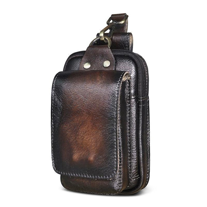 Durable dark brown men's classic style waist bag, ideal everyday carry solution for modern men.