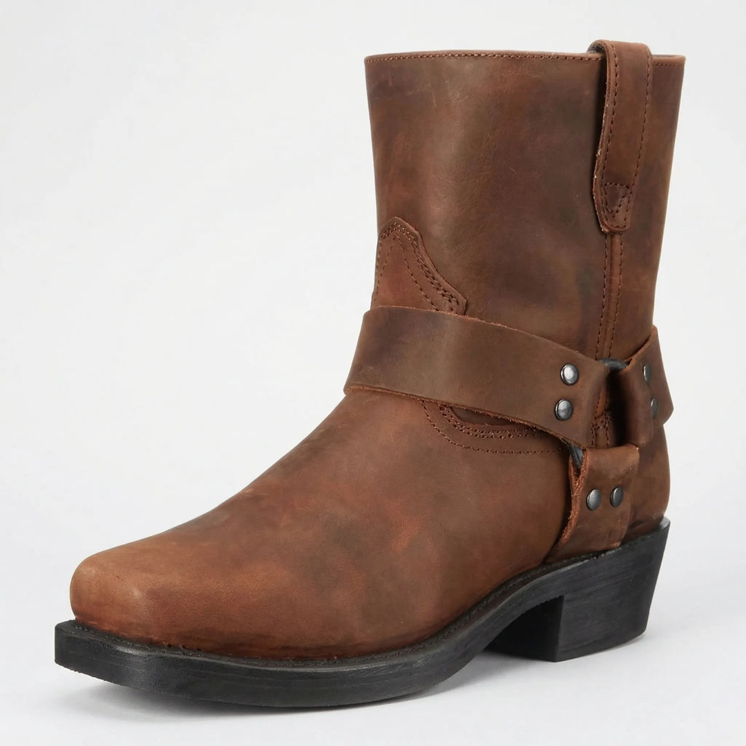 Timeless black men's cowboy boots. Rugged western style with a durable block heel, perfect for versatile fashion.