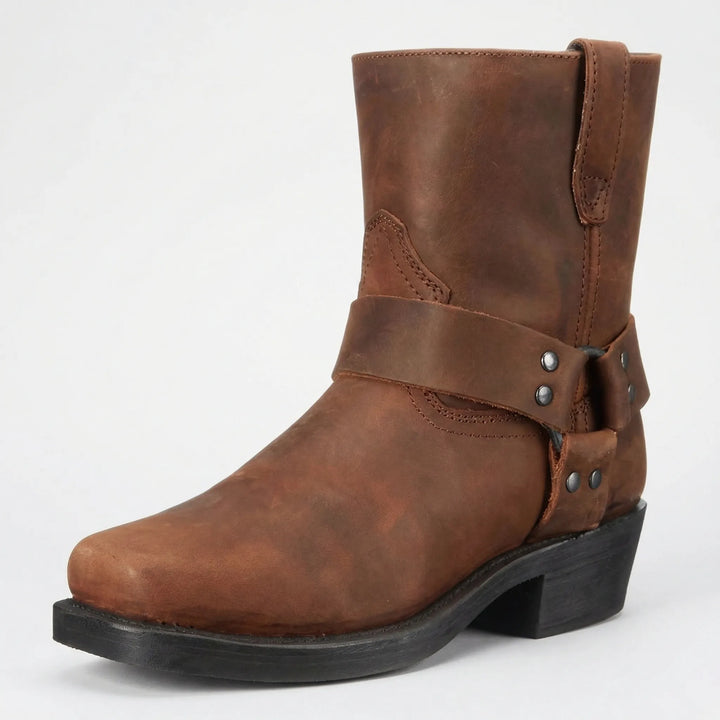 Timeless black men's cowboy boots. Rugged western style with a durable block heel, perfect for versatile fashion.