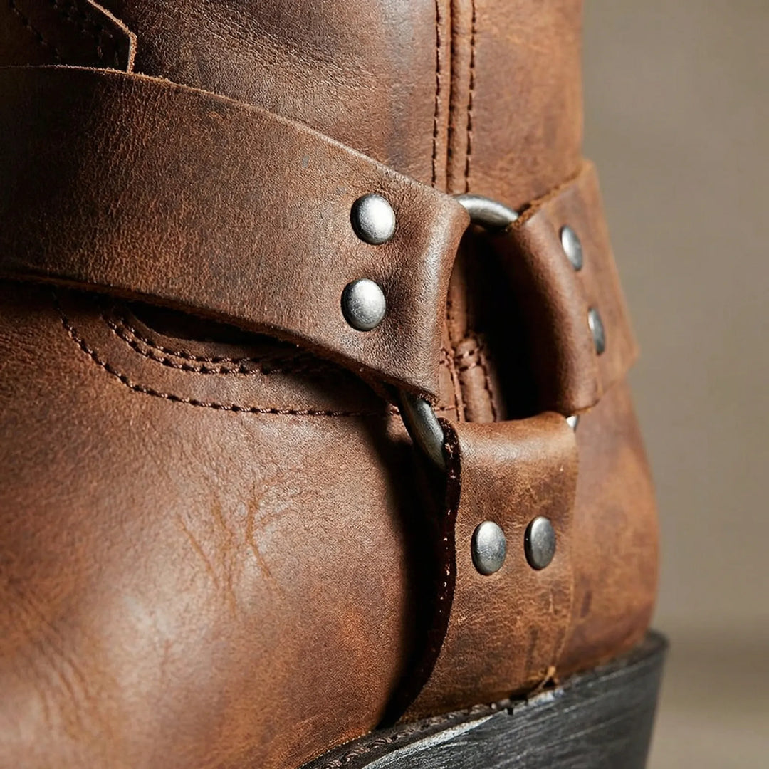 Versatile men's slip-on cowboy boots in classic western style. Durable footwear for comfort and timeless rugged fashion.