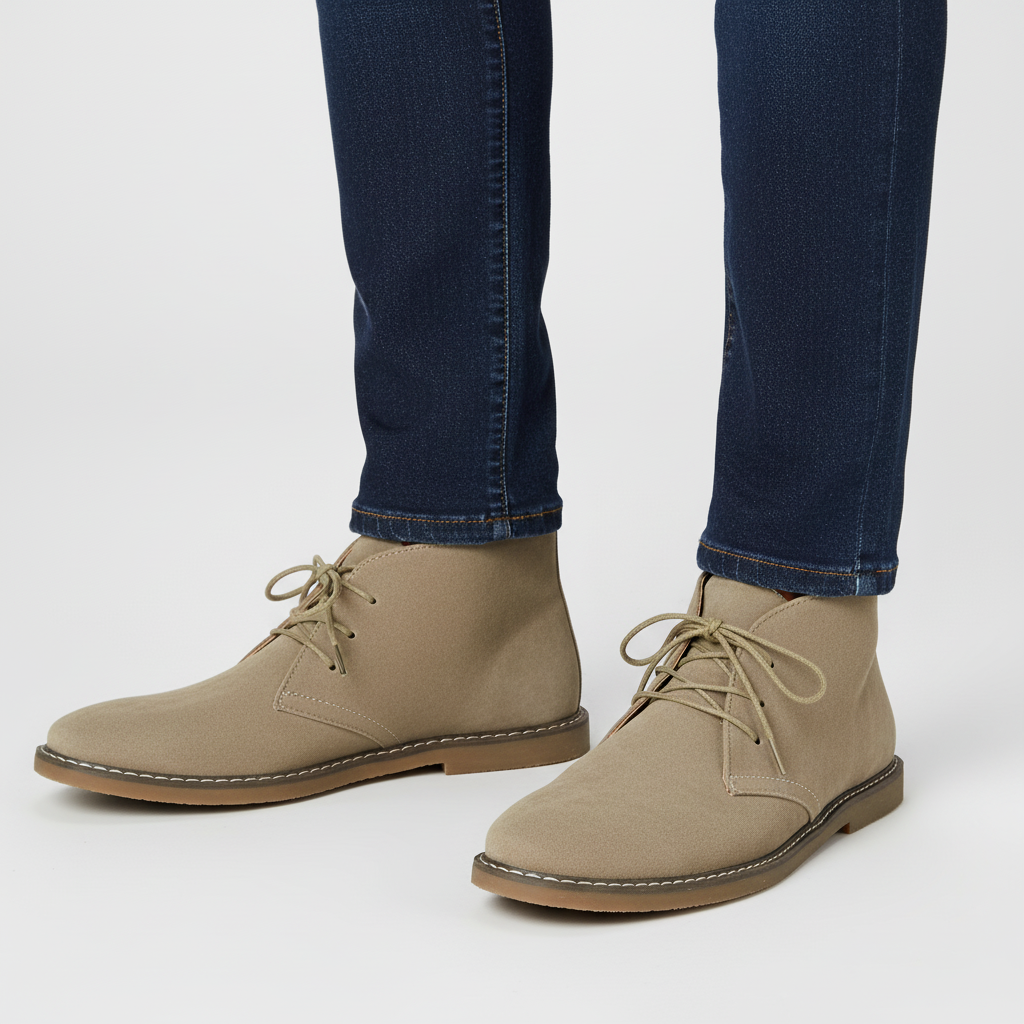 Men's casual desert boots with sturdy laces, ensuring all-day comfort and classic vintage style.