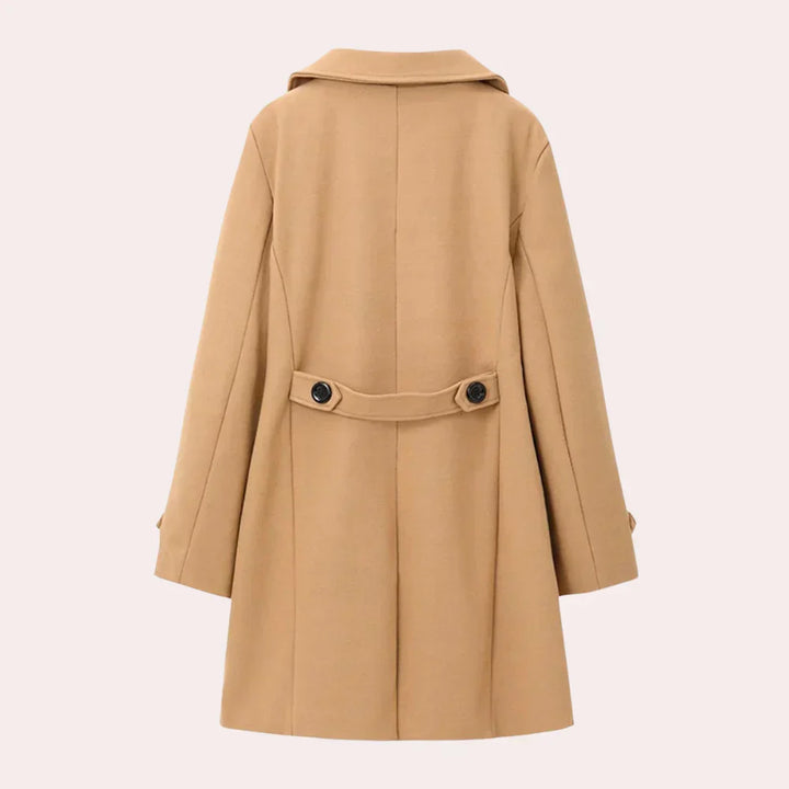 Elegant men's double-breasted overcoat, expertly tailored for a sharp, classic silhouette. Ideal for sophisticated style.