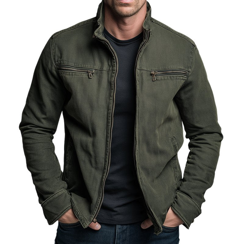Comfortable men's utility jacket, ideal for everyday wear, featuring a structured design and versatile style.