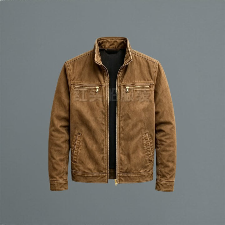 Structured men's utility jacket, a comfortable and durable classic coat for everyday fashion and practicality.