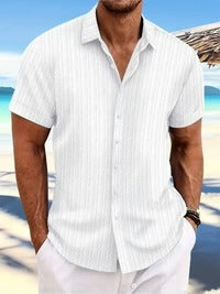 Stylish men's short sleeve polo shirt with a classic collar, ideal for spring fashion and everyday casual wear.
