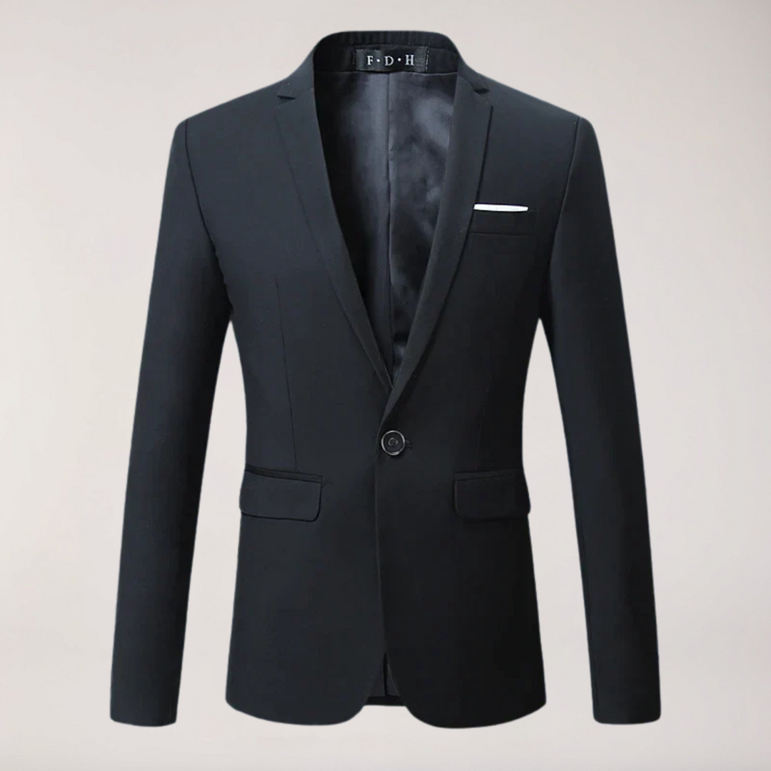 Men's classic formal tailored blazer for elegant business attire & professional events.