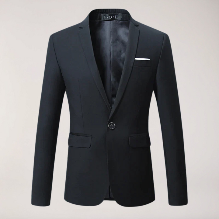 Men's classic formal tailored blazer for elegant business attire & professional events.