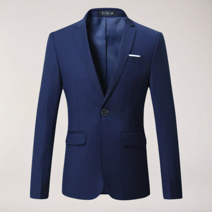 Professional men's suit jacket, ideal for office wear, business attire, & formal occasions.