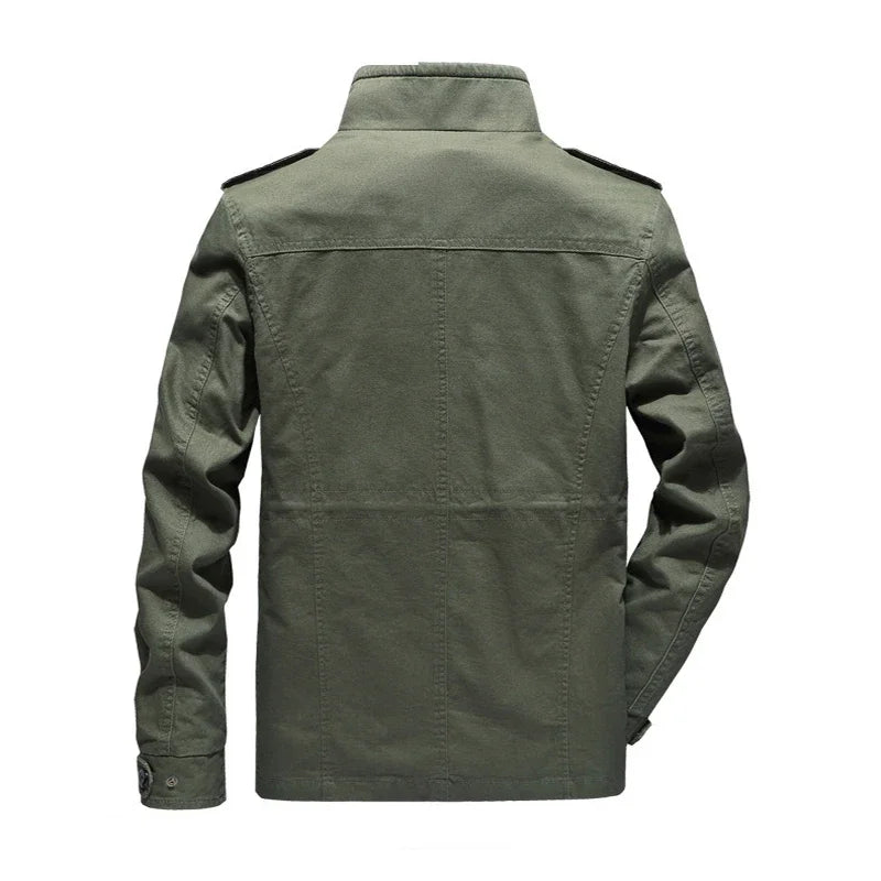Black men's classic utility coat, an all-season outerwear piece for versatile style and comfort.