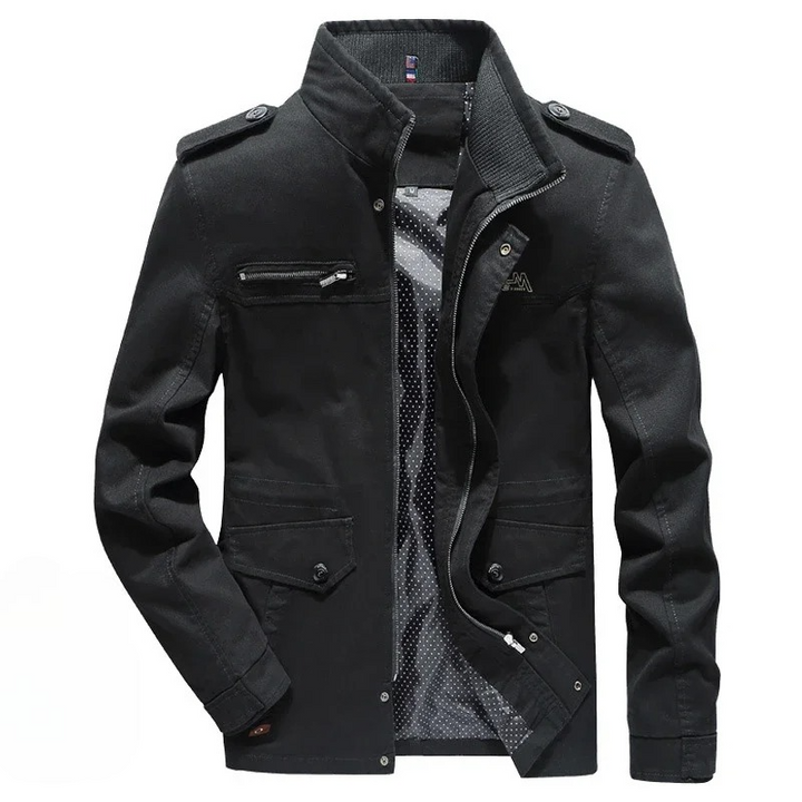 Versatile men's classic utility jacket in green, black or khaki, perfect for all-season casual style.