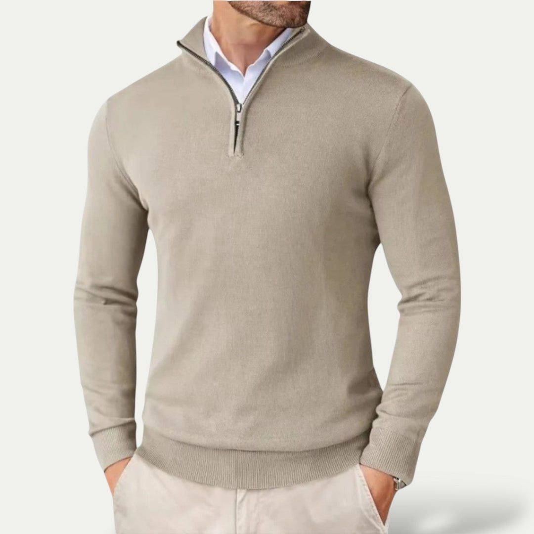 Stylish men's long-sleeve half-zip pullover, great for contemporary layering in any season.