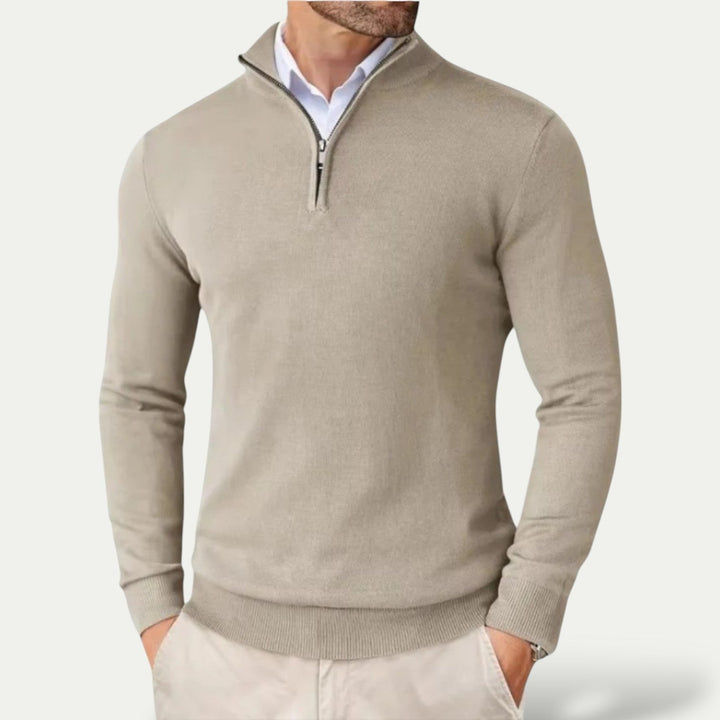 Stylish men's long-sleeve half-zip pullover, great for contemporary layering in any season.