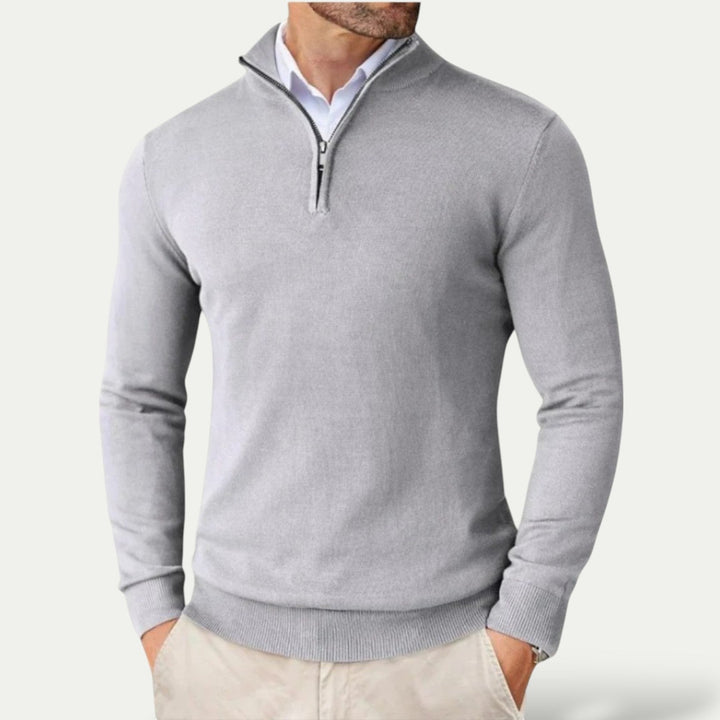 Men's casual long-sleeve half-zip sweater, adaptable and perfect for layering throughout the year.