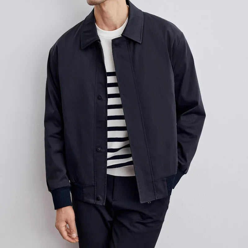 Black men's Harrington jacket, a classic lightweight outerwear piece for versatile casual style.