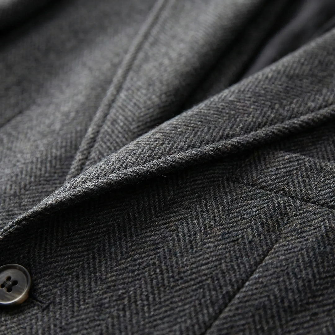 Tailored Fit Men's Herringbone Suit, a classic 3-piece set ideal for a sophisticated gentleman.