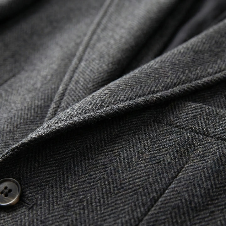Tailored Fit Men's Herringbone Suit, a classic 3-piece set ideal for a sophisticated gentleman.